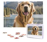 Cute Golden Retriever Wooden Puzzles 1000 Pieces Personalized Jigsaw Puzzle For Adults Interesting Custom Photo Puzzles Gift For Holiday Birthday Wedding Anniversay