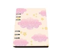 Cute Golden Star Notebook A5, Pu Leather A5 Notebooks, Lined Paper Ring Binder Notebook 180Pages/90Sheets, Lined Journal for Work, Notepads for Home, Student Essentials University Women Man