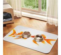 Cute goldfish print Cats Pet Bowl Placemat Pet Feeding Mats for Dogs, Non-Slip PU Leather Tablecloth for Pets