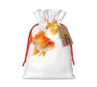 Cute Goldfishes Print Christmas Drawstring Holiday Candy Bag Xmas Sacks Reusable Wrapping Bags Party Favor