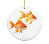 Cute goldfishes Print Christmas Tree Ceramic Round Hanging Ornaments,Xmas Decoration DIY Keepsake 2025