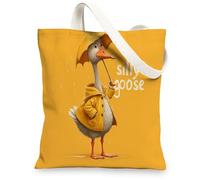 Cute Goose Canvas Tote Bag Reusable Shopping Bag Animal Pattern Lightweight Washable Tote Bag with Shoulder Strap for Gym, lemon tree, 13x15 Inch