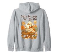 Cute Goose Cozy Hygge Coffee Cafe Italian Italy Saying Gusto Zip Hoodie