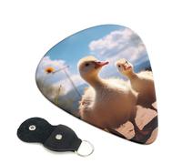 Cute Goose Guitar Picks 6 Pcs, 0.46mm Thickness Celluloid Plectrum with Leather Picks Holder, Personalized Guitar Pick for Bass Electric Acoustic Guitars Lovers Gift