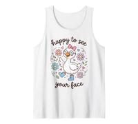 Cute Goose Happy to See Your Face Back to School Tank Top