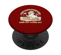 Cute Goose Summer Beach Sandcastle Suns Out Honks Out PopSockets Adhesive PopGrip