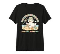 Cute Goose Summer Beach Sandcastle Suns Out Honks Out Premium T-Shirt