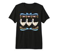 Cute Goose Trio with Blue Bows Pastel Cottagecore Premium T-Shirt