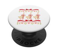 Cute Goose Trio With Red Bows & Hearts Watercolor PopSockets Adhesive PopGrip