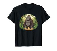 Cute Gorilla in Lush Jungle Cartoon Scene T-Shirt