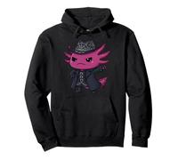 Cute Goth Axolotl Spiderweb Hat Trenchcoat Pullover Hoodie