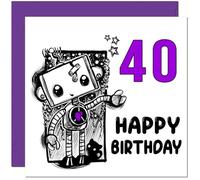 Cute Gothic Robot 40th Birthday Card for Women Gothic Robot - Goth 40th Birthday Cards for 40 year old Daughter girl forty, fortieth Granddaughter Sister Niece cousin friend