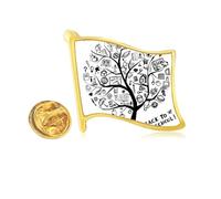 Cute Graffiti School Style Tree Outline Golden Metal Flag Lapel Pin Badge