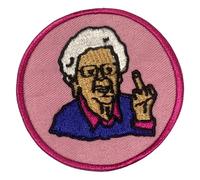 Cute Grandma with Middle Finger Art Clothes Decoration Jeans Jacket Clothing Badge Iron on Sew on Embroidered Patch appliqué