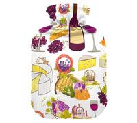 Cute Grape Wine Glass White Hot Water Bottles with Velvet Cover Hot Water Bag for Hot and Cold Compress Small