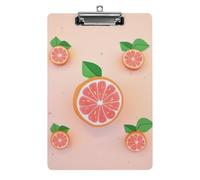 Cute Grapefruit Clipboard, A4 Acrylic Clipboard with Hanging Hole, Ultra-Light Clip Board - Holds 100 Sheets, Shatterproof Document Holder for Office, 12.5" X 8.5"