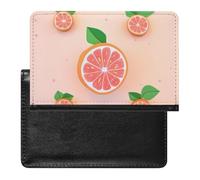 Cute Grapefruit Passport Holder with 3 Card Slots, Portable PU Leather Travel Wallet, Slim Protective Cover for Passport, ID, Credit Cards