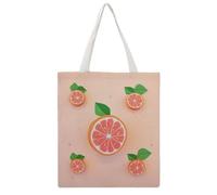 Cute Grapefruit Tote Bag, Aesthetic Canvas Tote Bag Reusable Grocery Shopping Bag for Women Men