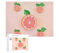 Cute Grapefruit Wooden Puzzles for Adults 500 PCS Unique Shape Puzzles Wall Art Home Decor for Puzzle Lovers, Family, Friend Creative Gift Toys