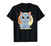 Cute Gray Cat Full Moon Night Fantasy Magic T-Shirt