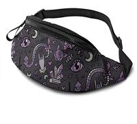 Cute Gray Purple Black Magic Goth Spooky Waist Pack Adjustable Straps Pocket with Headphone Jack for Men&Women, One Size