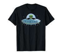 Cute Green Alien Spaceship, The Future Is Vegan Fun T-Shirt