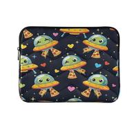 Cute Green Aliens Pizza Laptop Bag Case, Quilted 15.6 Laptop Bag for Women
