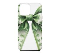 Cute Green Bow Shamrocks 4 Leaves St Patricks Day Paddys Day Case for iPhone 12 Pro Max