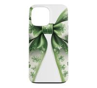Cute Green Bow Shamrocks 4 Leaves St Patricks Day Paddys Day Case for iPhone 13 Pro Max