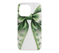Cute Green Bow Shamrocks 4 Leaves St Patricks Day Paddys Day Case for iPhone 14 Pro Max