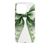 Cute Green Bow Shamrocks 4 Leaves St Patricks Day Paddys Day Case for iPhone 15 Pro Max