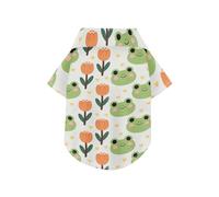 Cute Green Cartoon Frog Summer Dog Polo Shirt Button Up Soft, Lightweight, and Breathable Pet Shirts Puppy Sweatshirt Perfect for Everyday Wear, and Photoshoots 4XL