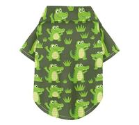 Cute Green Crocodiles Alligator Dark Decor Summer Pet Dog Shirt Button Up Soft, Lightweight, and Breathable Pet Clothes Doggy Sweatshirt Puppy Kitten Perfect for Everyday Wear, and Photoshoots