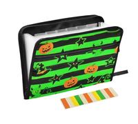 Cute Green Devil for Halloween Document Folder 13 Pockets A4 Letter Size with Zipper Closure for Home Office Travel File Organizer Expanding Folder para guardar documentos