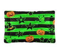 Cute Green Devil for Halloween Washable Pet Sleeping Mat Soft Comfortable Anti-Slip Bottom Cat Kennel Crate Pad for Large Jumbo Medium Small Dogs 36" x 24"