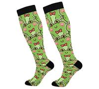 Cute Green Frog Compression Socks for Women Sock Men Knee High Stockings for Running Athletic Hiking Cycling 1 Pair