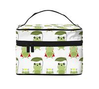 Cute Green Frog Makeup Bag Travel Cosmetic Bag for Women Girl Large Makeup Organizer Bag Portable Toiletries Bag Travel Essentials