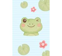 Cute Green Frog Notebook - Pastel Green Kawaii Journal: Adorable Winking Frog with Lily Pads on Soft Blue Background | Aesthetic Animal-Themed Lined ... for Girls, Teens, Kids | 6" x 9", 120 Pages