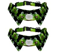 Cute green frog pattern (1) Pet Bow Tie Collar, Adjustable Soft Waterproof Collar for Cats & Dogs