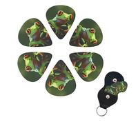 Cute Green Frog Print Guitar Picks 6 Pack with Organizer Storage Box for Custom Guitars for Men Women Guitar Accessory Ukulele for