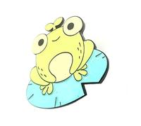 Cute Green Frog Smiling Happy Lily Pad Peace Meme Metal Enamel Pin Badge
