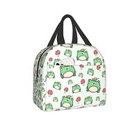Cute Green Frog with Mushrooms Insulated Lunch Bag Lunch Bag for Women Men Leakproof Lunch Bag for Kids Adults Lunch Box School Work Travel