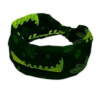 Cute Green Gator Crocodile Pattern Headbands for Women, Wide Turban Headband, Non Slip Head Wraps, Elastic Sweat Yoga Workout Hairband Soft Hairwrap Bandana