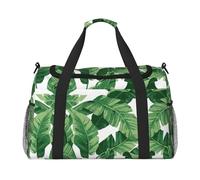 Cute green palm leaves Hand Travel Bag - Large Reusable Shopping Tote Bag, Perfect for Outdoor Activities, Sports, Camping & Groceries, Black, One Size