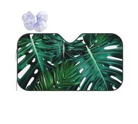 Cute green palm leaves Print Car Windshield Sun Shade, Foldable Foil Sun Shade Car Windshield Cover All Weather Universal Fit Auto Car Trunk SUV, 130x70 CM
