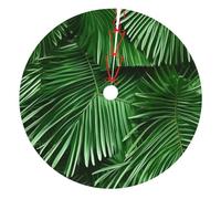 Cute Green Palm Leaves Print Christmas Tree Skirt For Xmas Mat Base Cover Holiday Decor Seasonal Celebrations