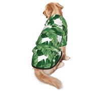 Cute Green Palm Leaves Print Dog Hoodie For Medium To Large Dogs, Warm, Soft, Breathable Sweatshirt, Easy To Wear Jumper For Winter And Fall, Pet Coat Pullover
