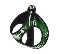 Cute Green Palm Leaves Print Harness Leash Set For Cat And Small Dog, Adjustable, Reflective, And Escape-Proof Vest With Soft Breathable Mesh Lining