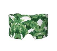 Cute Green Palm Leaves Print Sleep Eye and Ear Muffs Mask - Adjustable Yoga Travel Headband, Keep Warm Shading Comfortable Aid
