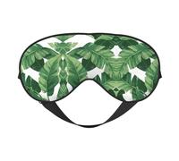 Cute Green Palm Leaves Print Soft Eye Mask -Elastic Nighttime Shade, Light-Proof Blindfolds for Plane, Yoga, Travel, Full Eye Covers